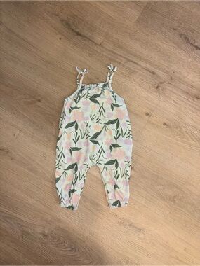 Joe Fresh Floral Sleeveless Romper in Mint, Pink, Green